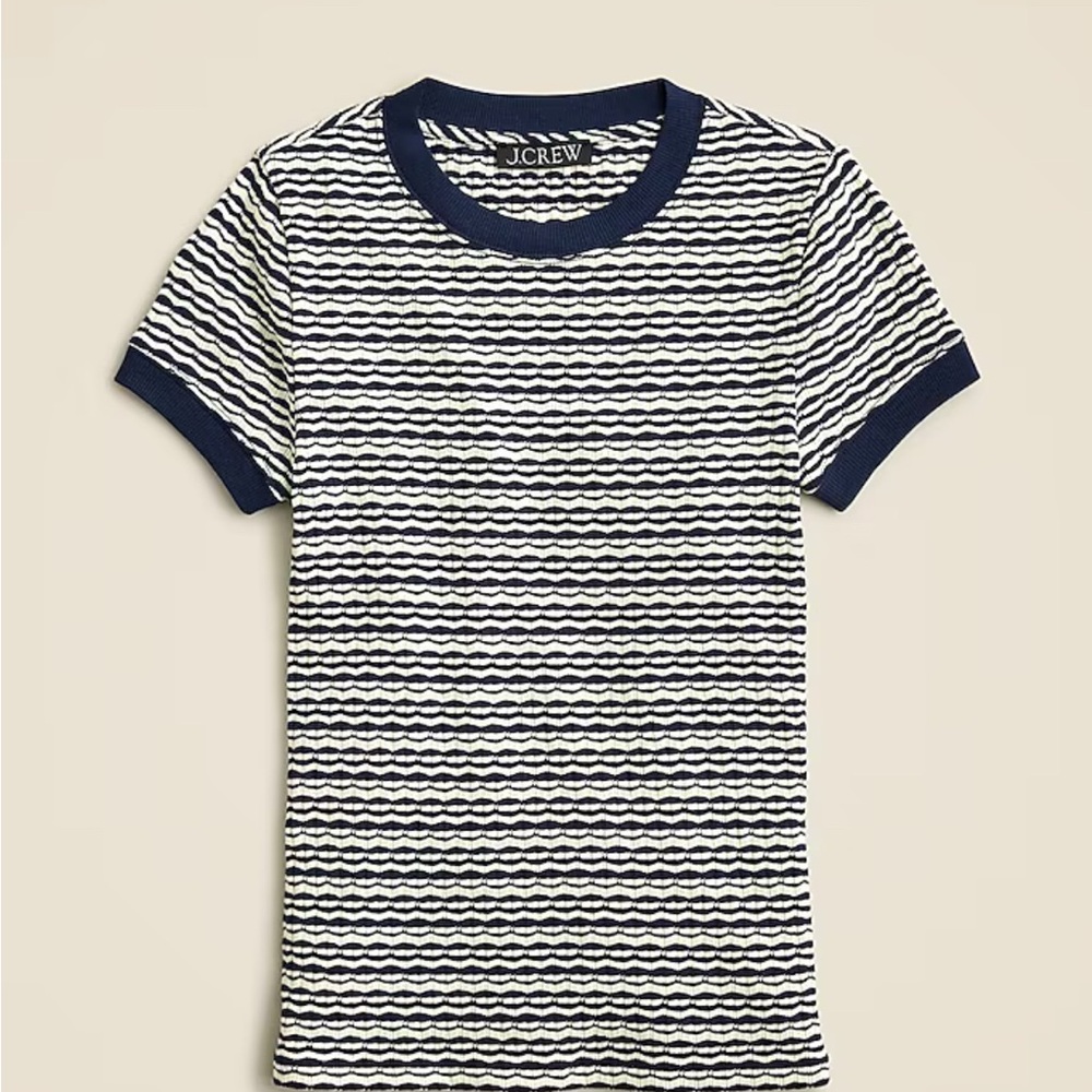 J. Crew Blue and White Ringer Tee with Stripes
